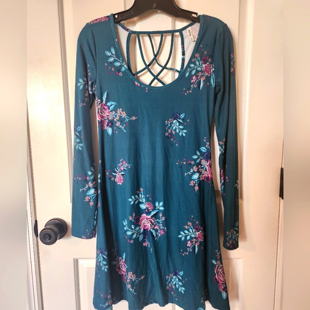 Mudd teal long sleeve dress, size XS